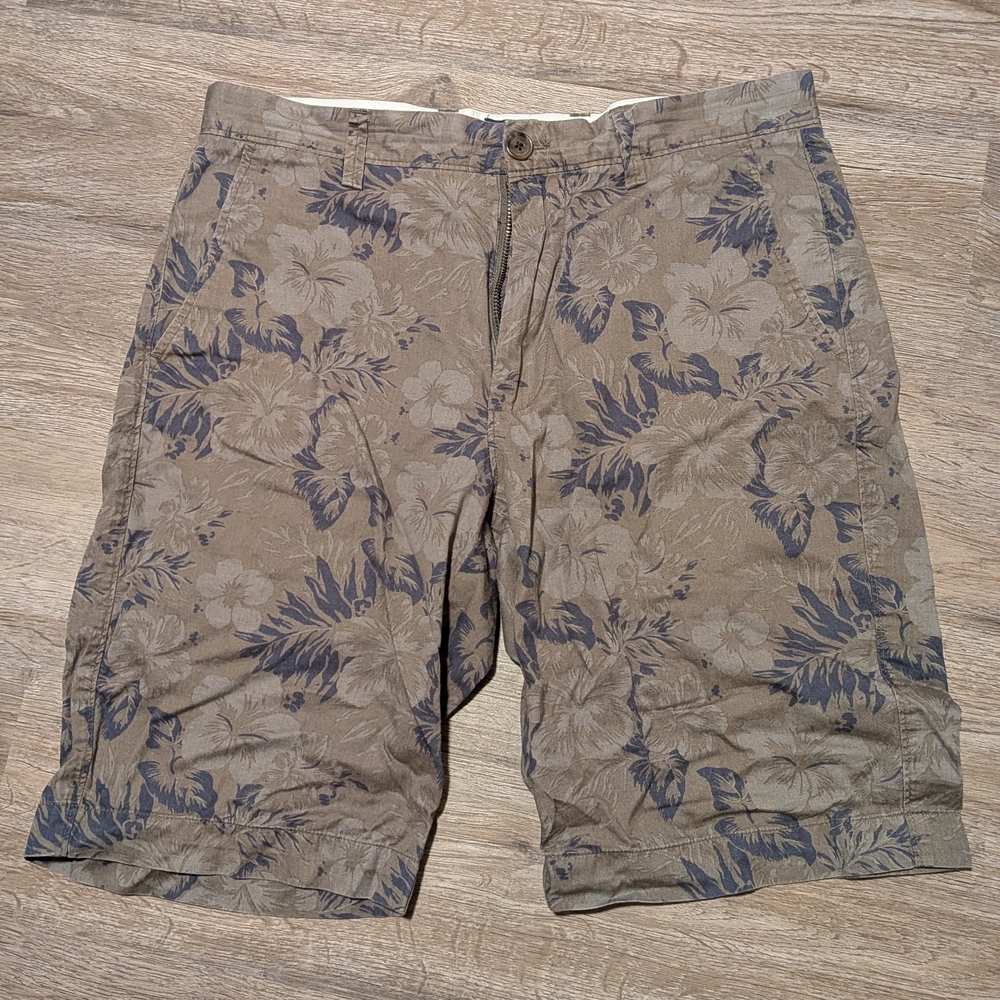J. Crew Tan and Blue Flat Front Shorts